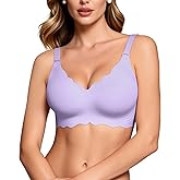 HORISUN Wireless Seamless Bras for Women No Underwire Wavy V Neck Soft Support Full Coverage Comfortable Bra