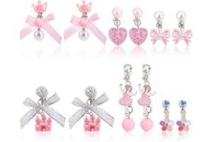Mikovivi 6 Pairs Clip On Drop Earrings, Colorful Non-Pierced Clip On Earrings Resin Christmas Non-Pierced Ear Clips for Dress