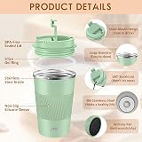 KETIEE Travel Mug 380ml Insulated Leakproof Stainless Steel Ice Green view 2