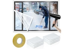 CHIVERTION 6 Pcs 47 x 63 Inch Window Insulation Kit - Cuttable Transparent Shrink Film With Double Side Tape for Patio Winterizing - Reusable Plastic for Thicken Warm Winter Windows