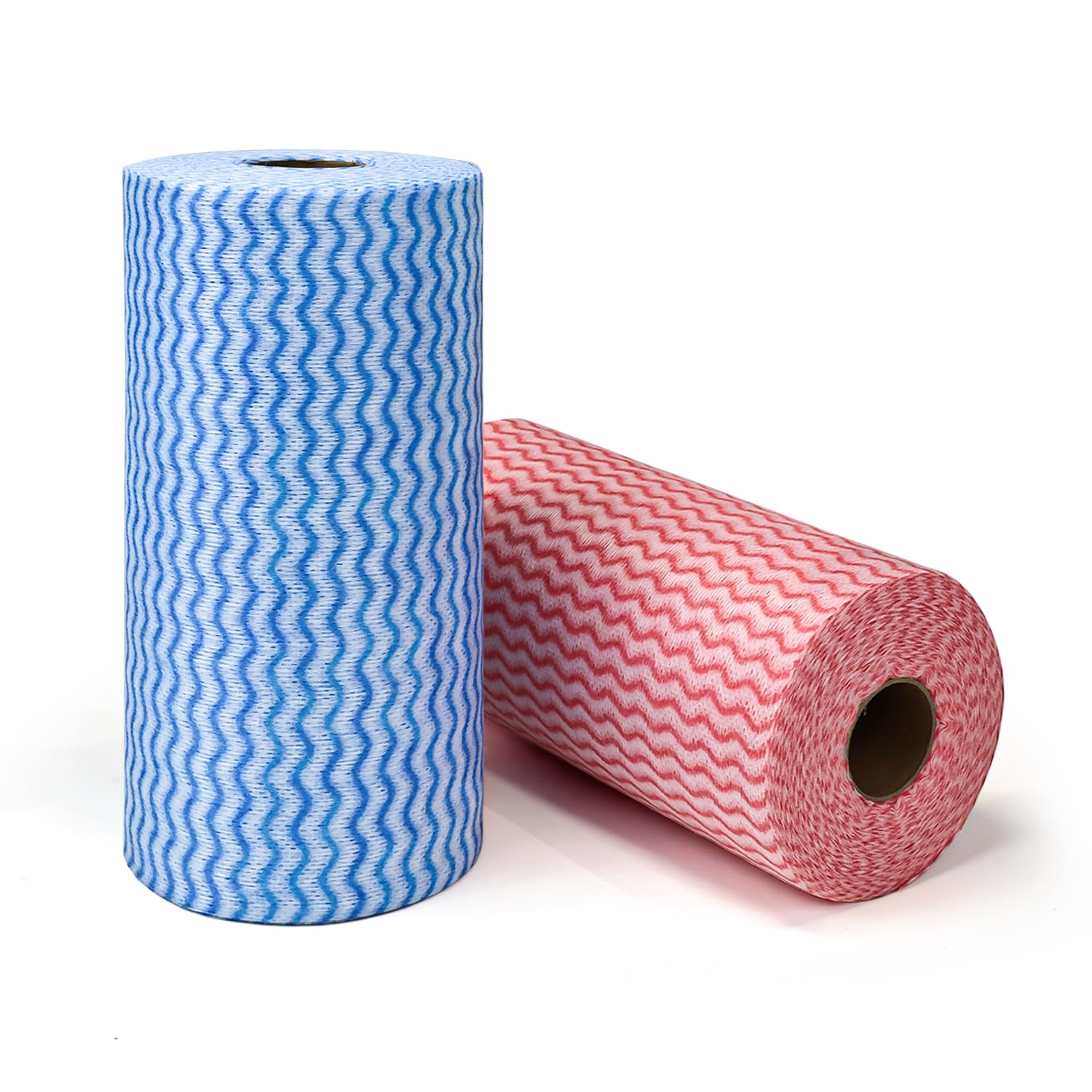 Jebblas Reusable Cleaning Cloths Disposable Cleaning Cloth Dish Cloth Dish Towels Dish Rags All Purpose Cloths on a Roll - 1 Roll Blue&1 Roll Red Pack of 200