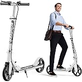 Scooters for Kids 8-12, Teens & Adults - Lightweight, Foldable, 8-Inch Big Wheels, Hand Brake & Bell, 4 Adjustable Height Levels, 240 lbs Max Load, Perfect for School, Campus and Park Rides