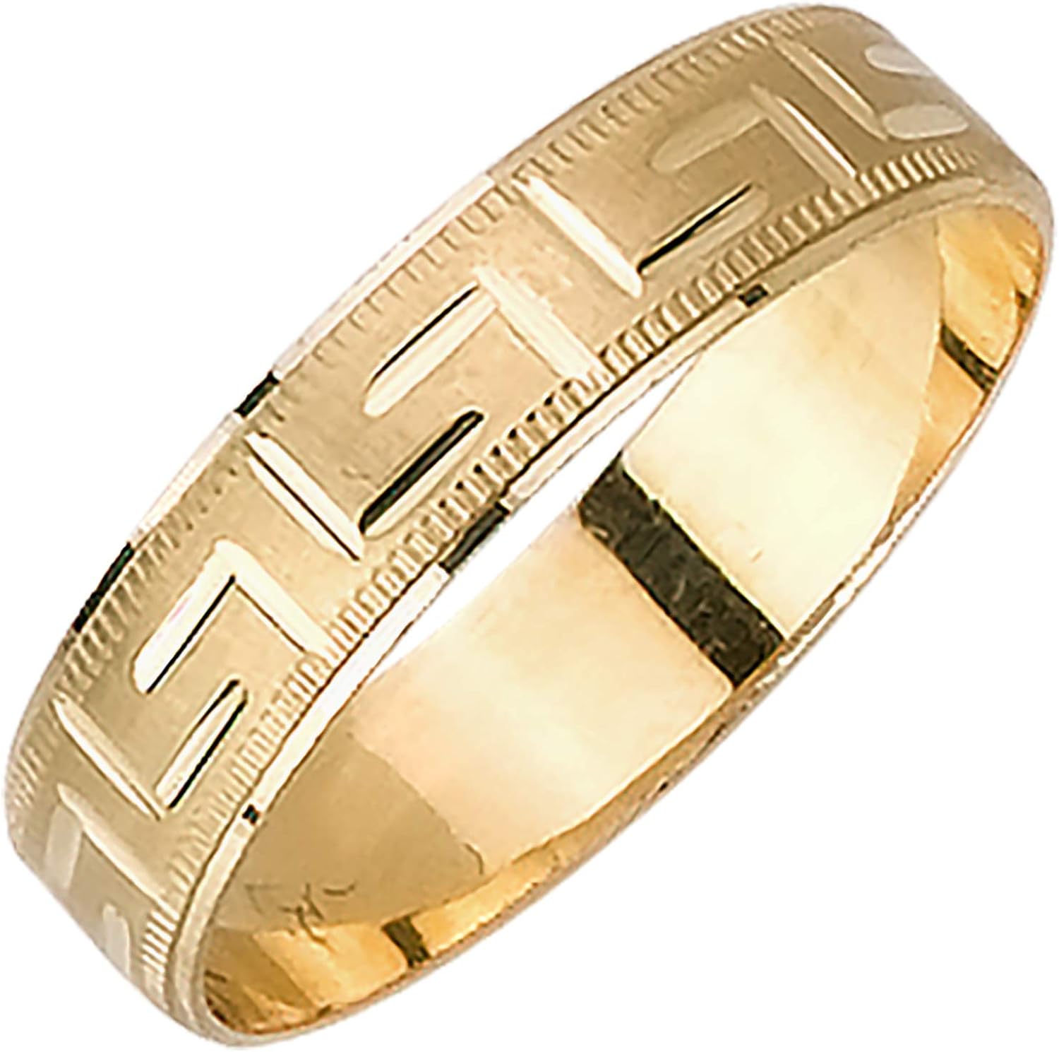 14K Two Tone (White and Yellow) Gold Designer Greek Key Men's Wedding