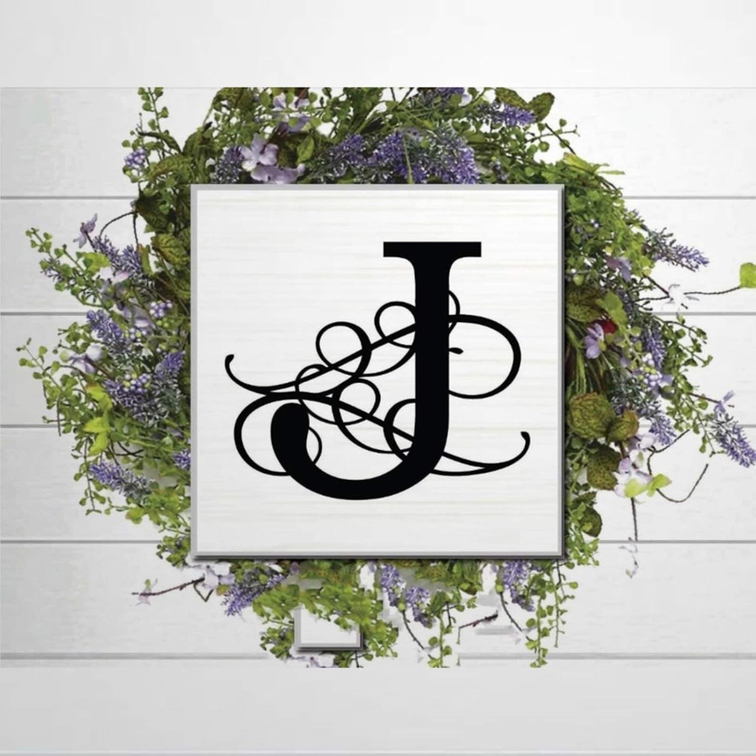 DONL9BAUER J Monogram Plaque Farmhouse Decor Wood Sign Wall Hanging Monogram Sign, Monogram Wall Art, Custom Letter Sign Home Decor