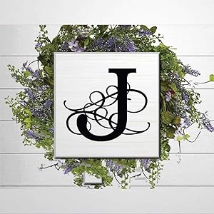DONL9BAUER J Monogram Plaque Farmhouse Decor Wood Sign Wall Hanging Monogram Sign, Monogram Wall Art, Custom Letter Sign Home Decor