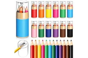Humyoun 12 Sets Mini Drawing Colored Pencils Bulk with Sharpener for Kids 3.5" Small 12 Colors Travel Colored Portable Pencil Set Operation Christmas Box Gift for Student Adult Art Painting Classroom