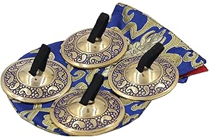 LUNGTA IMPORTS 2 Pairs Pro Brass Fingers Cymbal Zills Belly Dancing Free Silk Pouch (Blue)