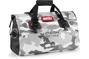 OSAH DRYPAK Waterproof Duffel Bag - Motorcycle Dry Bag Tail Bag with Large Storage Space, Waterproof Luggage Duffle Bags with Outer Mesh Zipper Pocket for Camping, Kayaking, Fishing & Traveling