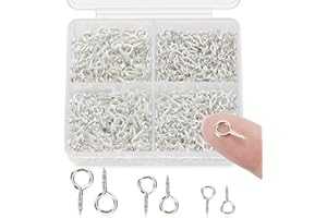 LINYUMUXIANG 700PCS Small Screw Eye Pins for Jewelry Making, 3 Sizes Mini Eyelet Screws, Charm Bead Supplies Eyelet Pins Hooks for DIY Crafts, Art Projects, Tiaras and Jewelry Making-Silver