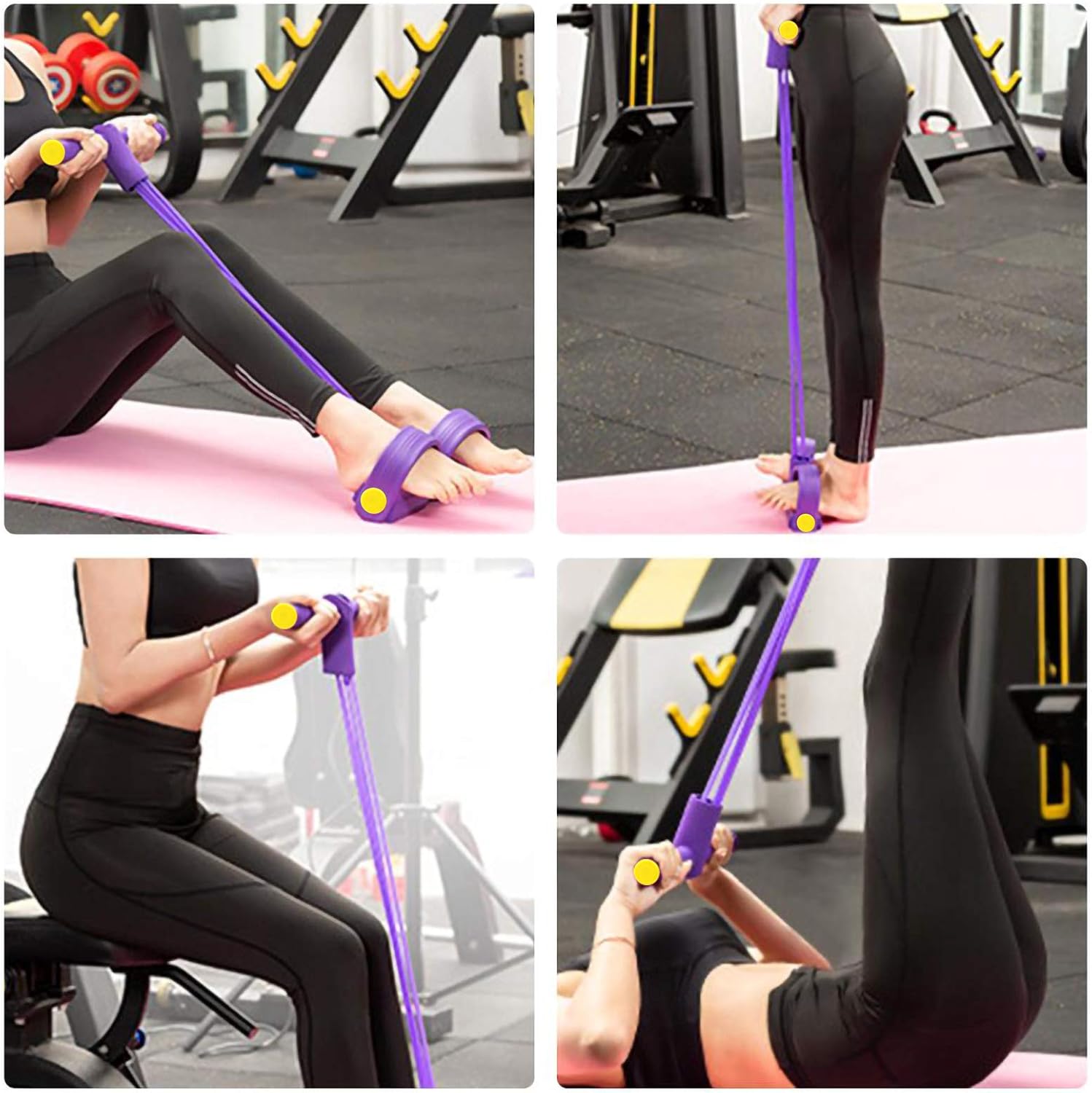 Pedal Resistance Band 4 Tubes Sit-up Puller Equipment Bodybuilding Latex Tension Rope for Abdomen Waist Arm Stretching Slimming Training: Sports & Outdoors