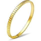 Irideket 18K Gold Cuff Bracelet for Women, Dainty Engraved Bangle with Vintage Texture,Trendy Stackable Gold Plated Jewelry Gift for Women for Daughter Mom Mothers Day Valentine Gift and Christmas