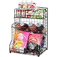 X-cosrack 3-Tier Snack Organizer Rack Bins with Adjustable Tilting Design for Pantry Storage,Metal Wire Snack Holder for Kitchen Bathroom Cabinets Countertops
