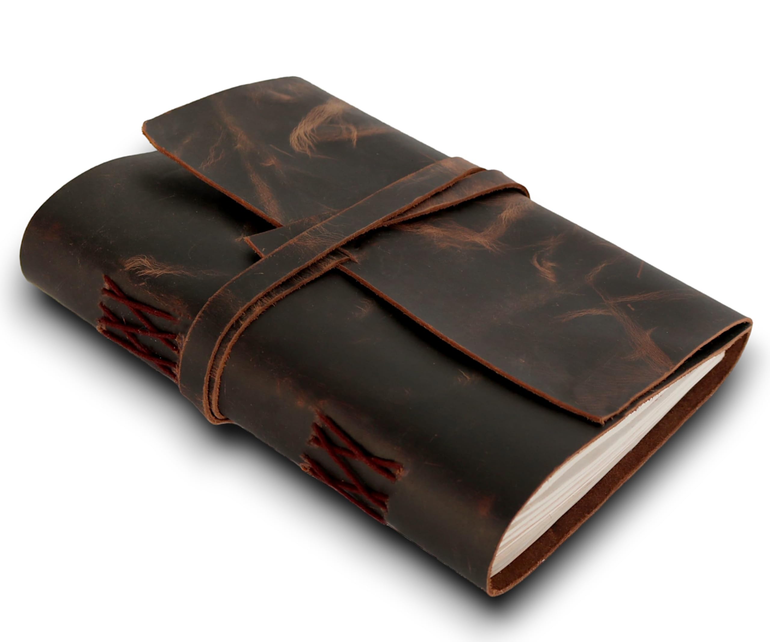 HG-LTHR A5 Leather Bound Blank Grimoire Leather Journal Book of Shadows Spell Book Leather Diary Journal Notebook Sketchbook for Artists