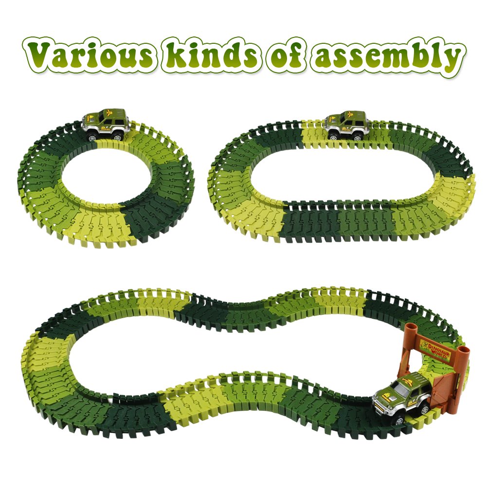 Autobahn Spielzeug Car Track mit Electric Auto Dinosaurier Autorennbahnen für Kinder 3 4 5,220CM Länge