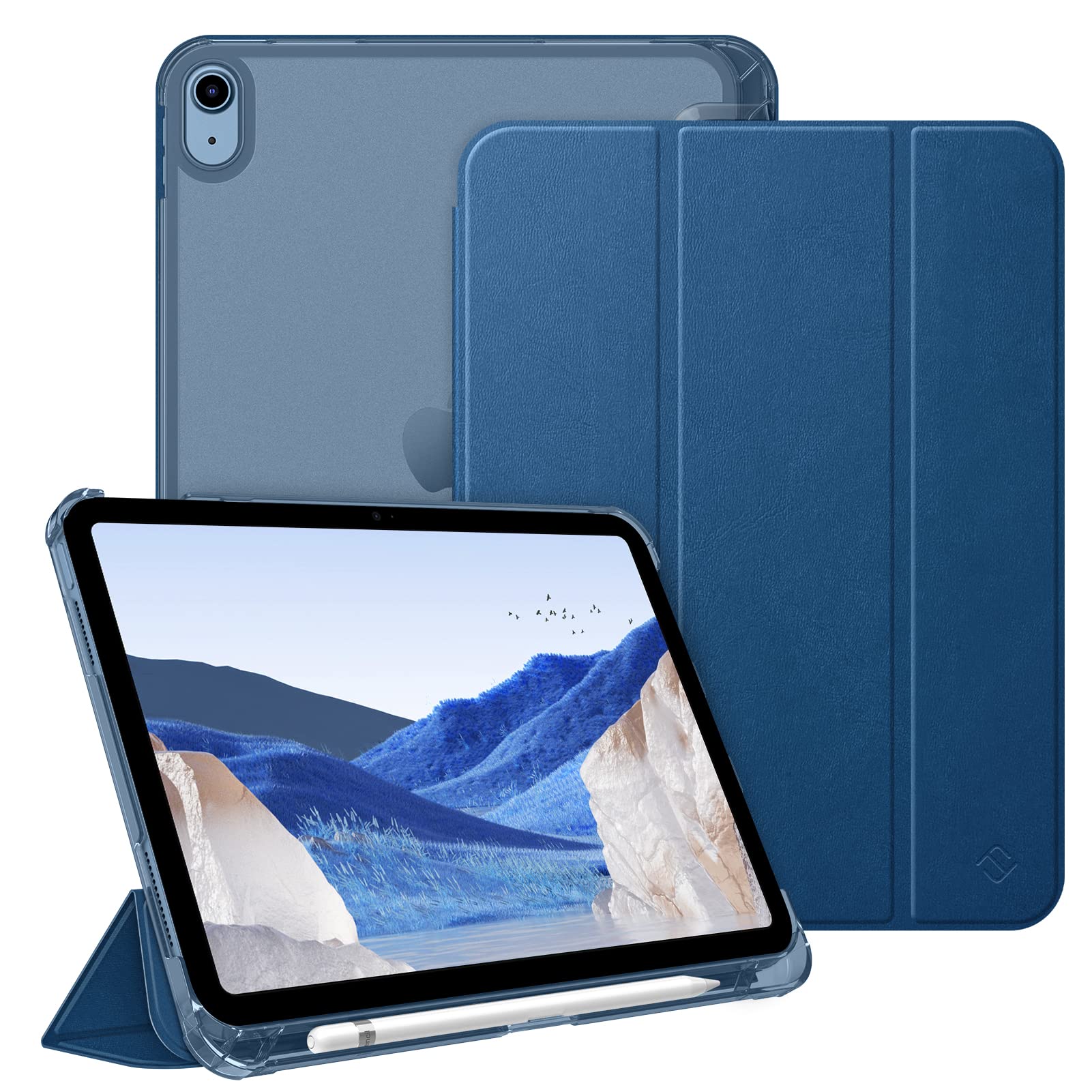 FINTIE Case for iPad (A16) 11th Generation 11 Inch (2025), iPad 10th Generation 10.9 Inch (2022) - Ultra Slim Cover with Matte Back Shell Built-in Pencil Holder, Auto Wake Sleep, Marine Blue — image 1