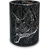 TheWolfard Champagne & Wine Cooler Bucket with Polished Interior – Non-Slip Scratch-Proof Pad, Marble Utensil Holder for Kitchen, Bar & Housewarming Gifts (Black Zebra)