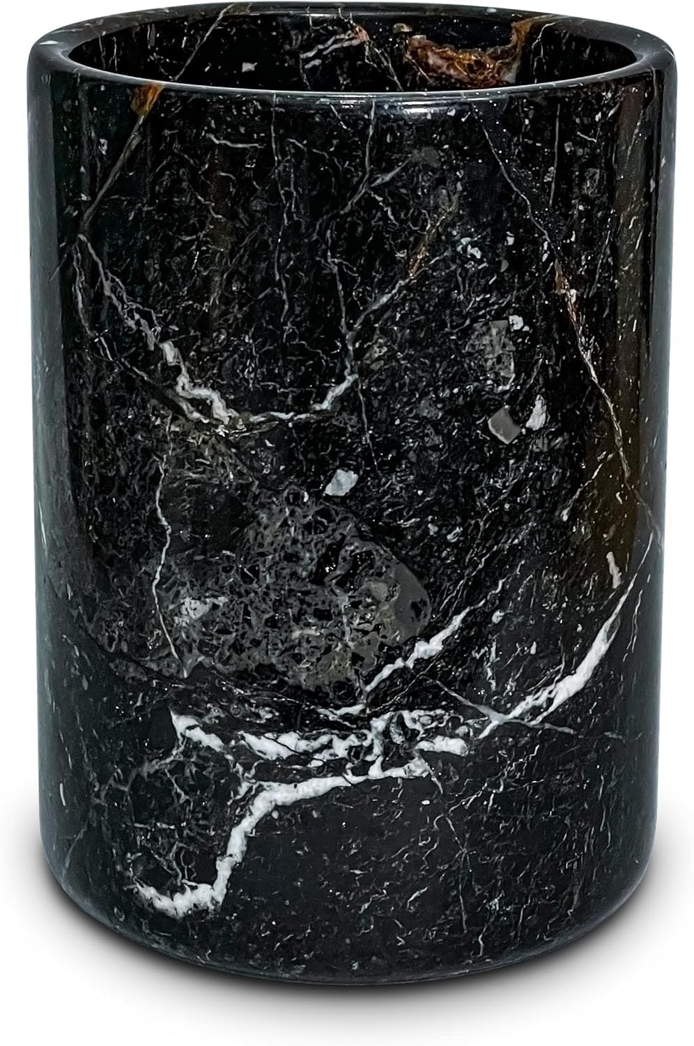 Photo 1 of TheWolfard Black Zebra Marble Champagne & Wine Cooler Bucket with Polished Interior – Non-Slip Scratch-Proof Pad, Marble Utensil Holder for Kitchen, Bar & Housewarming Gifts (Unique Natural Stone)