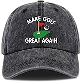 Make Golf Great Again,Funny Baseball Cap,Golfer Baseball Cap,Golf Gifts Hat,Funny Vintage Cotton Washed Baseball Caps,One Size Black