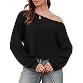 Newshows Women's 2025 Fall Wool Blend Cropped Sweaters Boat Neck Off Shoulder Cute Casual Tops