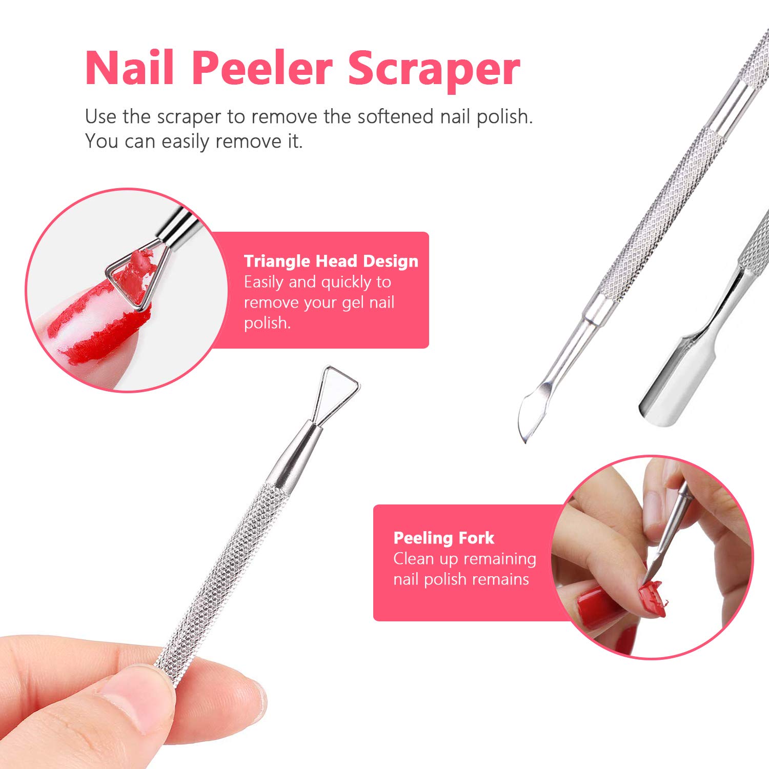 Nail Polish Remover Tool Kit - Triangle Cuticle Peeler Scraper, Cuticle Pusher, Cuticle Nipper, Cuticle Clippers, Nail Polish Remover Clips, Double Sided Nail Buffer Files, Buffer Block Grits: Beauty