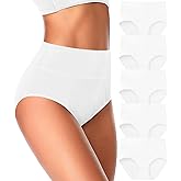 ASIMOON High Waisted Cotton Underwear for Women Plus Size Slight Tummy Control Full Coverage Panties Briefs Ladies Pack