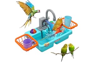 Nobgum Parrot Bird Bathtub for Cage, Electric Automatic Bathtub with Faucet and Shower, Parakeet Bath Toy for Parakeets Cockatiel Small Birds Cleaning