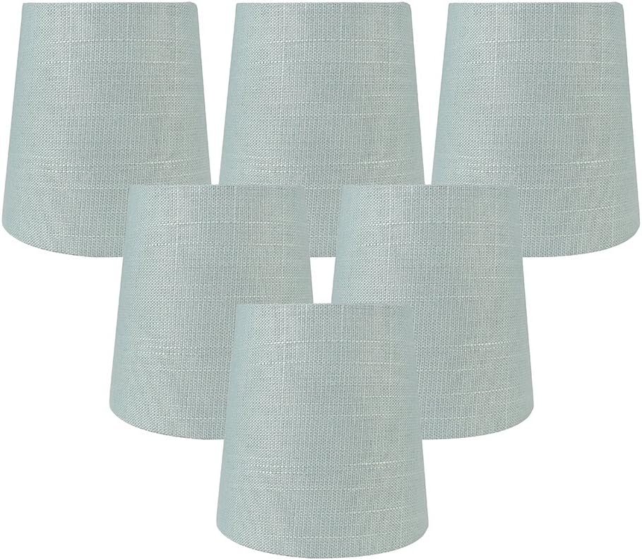 Meriville Set of 6 Capri Linen Clip On Chandelier Lamp Shades, 3.5-inch by 4.5-inch by 4.5-inch