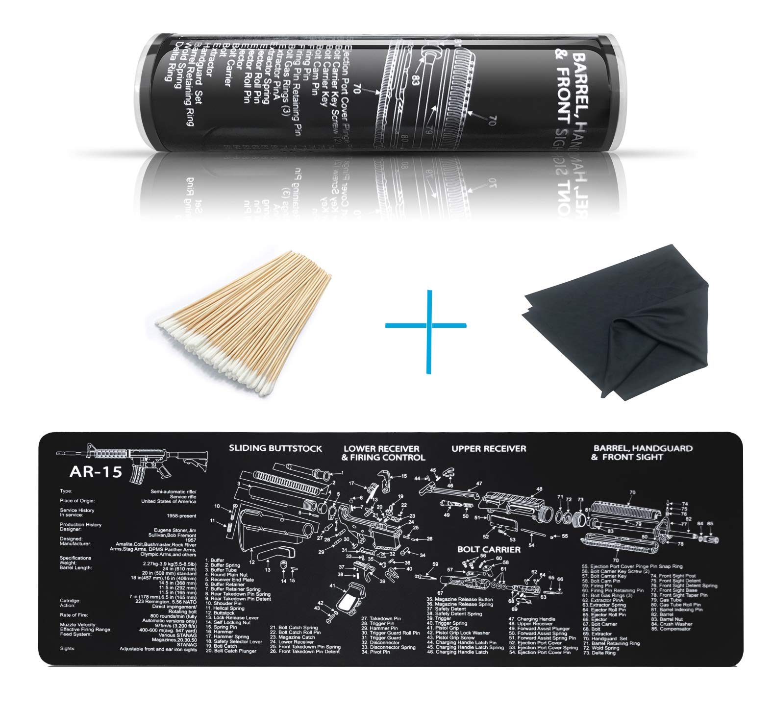 YFEEX Gun Cleaning Mat Pad (36.2\'\' X 12.2\'\')-Ar 15 Gun Cleaning Mat with Cotton Swabs & Cleaning Cloth | 3.5 mm | Long, Black Gun Cleaning Pad for Most Rifles
