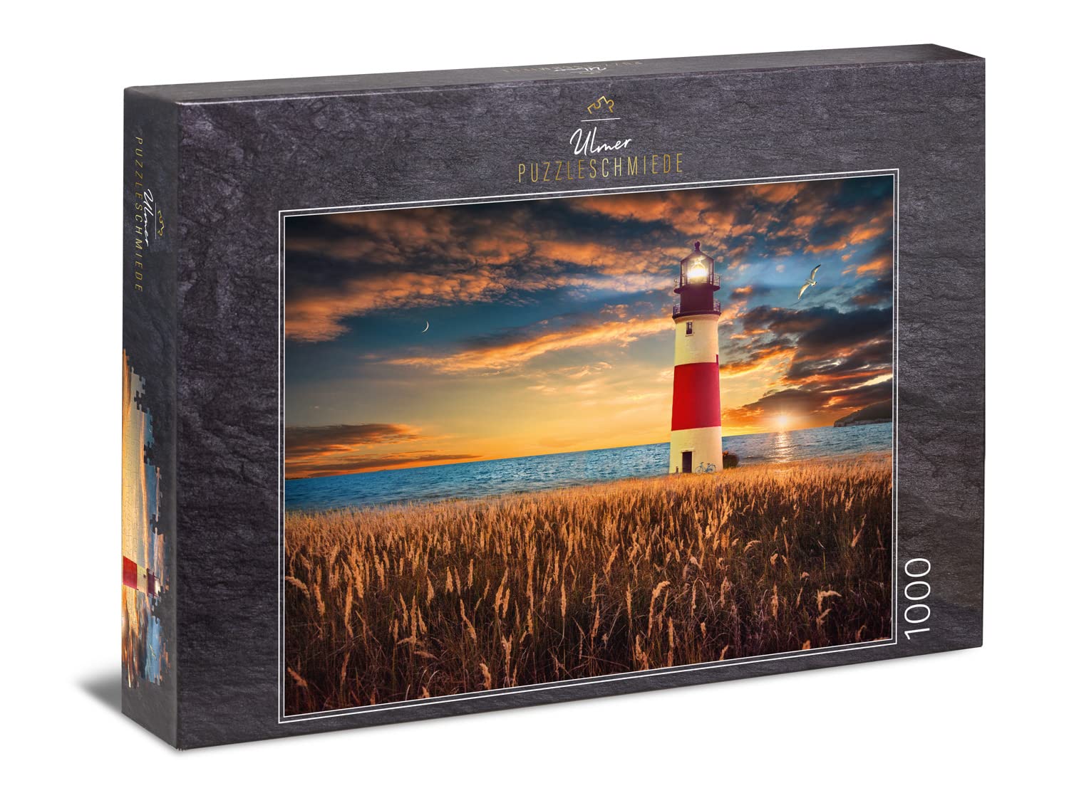 Ulmer Puzzleschmiede - Puzzle "Horizon" - Classic 1000 pieces with a lighthouse by the sea - The light on the lighthouse releases the light from the sun and directs the evening