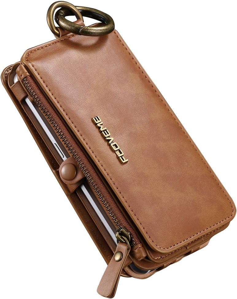 Cckuu Men Women Multi-Function Card Zip Holder Wallet Purse Phone Case Cover(Samsung Note 5/Note7/S6 Edge+,Brown)