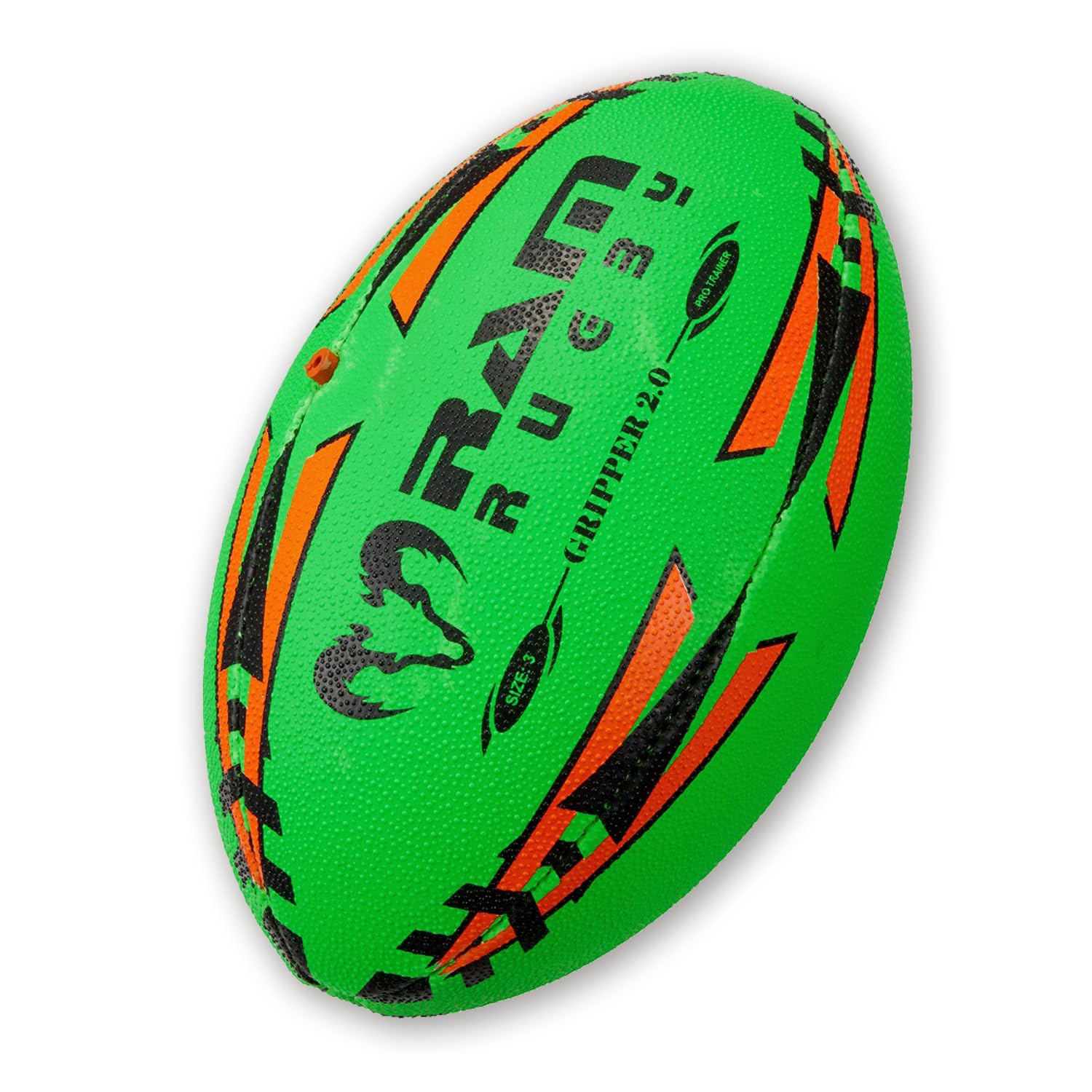 Ram Rugby Gripper 2.0 Pro Trainer Rugby Ball - Hand-stitched - 3-Ply Construction - Hi-tech Bladder - Precision Flight Valve - 3D Grip For Ultimate Passing And Catching Control (Sizes 5, 4 & 3)