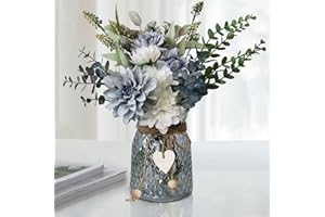 Leftover Fake Flowers in Vase,Faux Flowers in Vase,Table Centerpieces for Dining Room,Flower Centerpieces for Tables,Artificial Flowers,Kitchen Decor,Coffee Table Decor