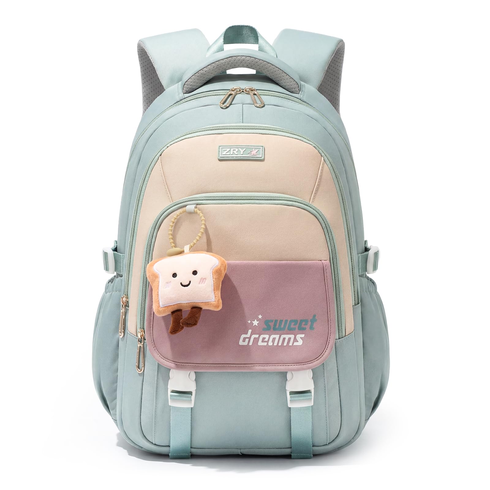 Amythe Schulrucksack Teenager - Schulranzen Mädchen ab 5. Klasse, Grün