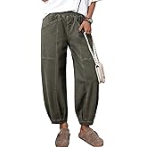 Sidefeel Barrel Jeans for Women Trendy Wide Leg High Waisted Cropped Baggy Relax Fit Stretch Pocketed Denim Ankle Pants