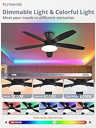 ZMISHIBO 48 inch RGB Ceiling Fans with Lights and