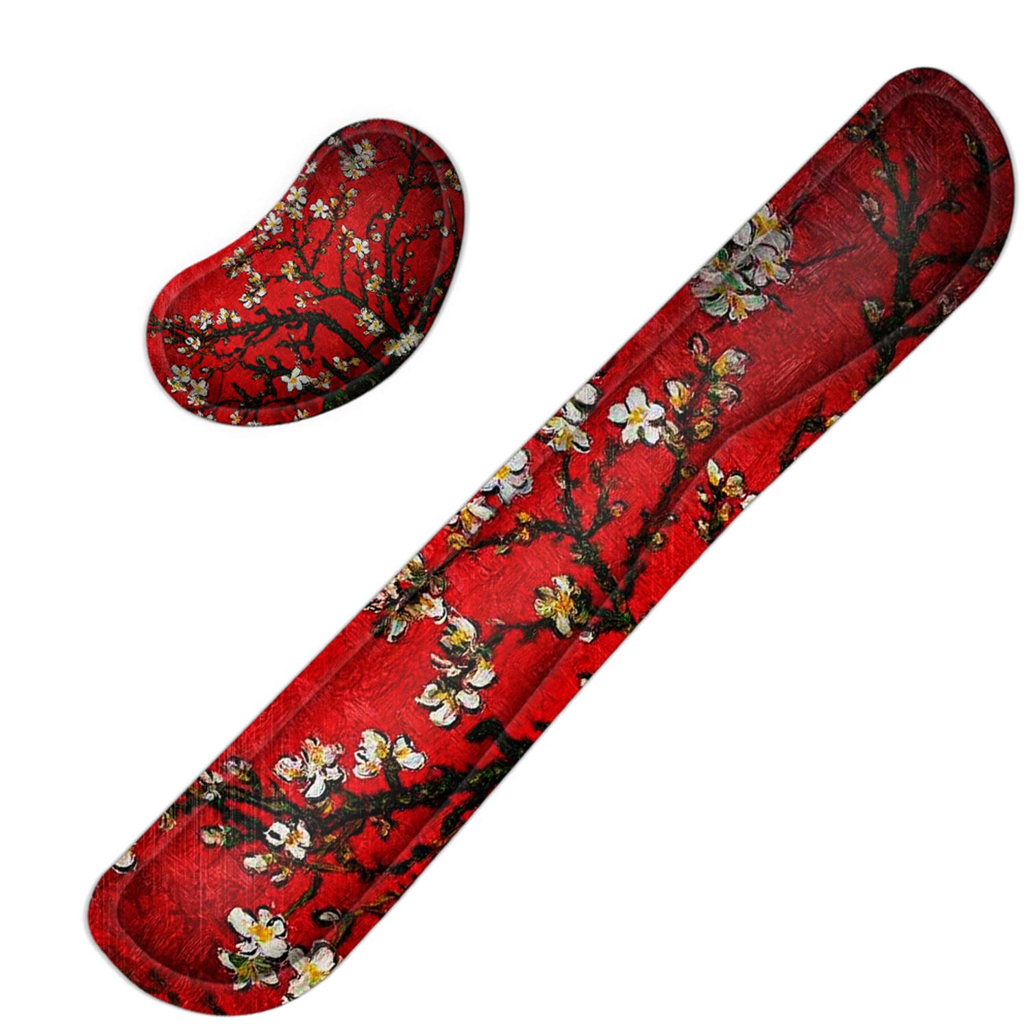 Meffort IncGaming Keyboard Wrist Pad & Mouse Wrist Rest Cushion Support Combo Set – Durable Ergonomic Anti Slip Non-Slip Base - Cherry Blossoming