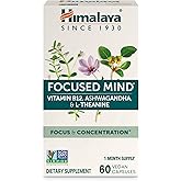 Himalaya Focused Mind Supplement, with Ashwagandha, Bacopa & L-Theanine for Attention, Focus and Energy Support, 60 Vegan Capsules, Gluten Free, 1 Month Supply