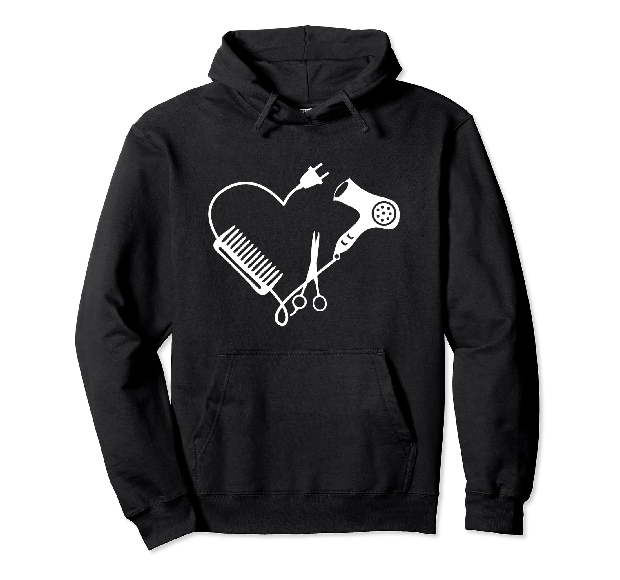 Hairdresser Heart Hair Dryer Comb Scissors Pullover Hoodie