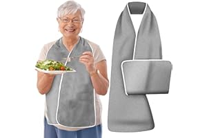 WANHEART Reversible Adult Bib Scarf for Women Men, Washable Dignified Clothing Protector for Eating, Dining Scarf for Elderly