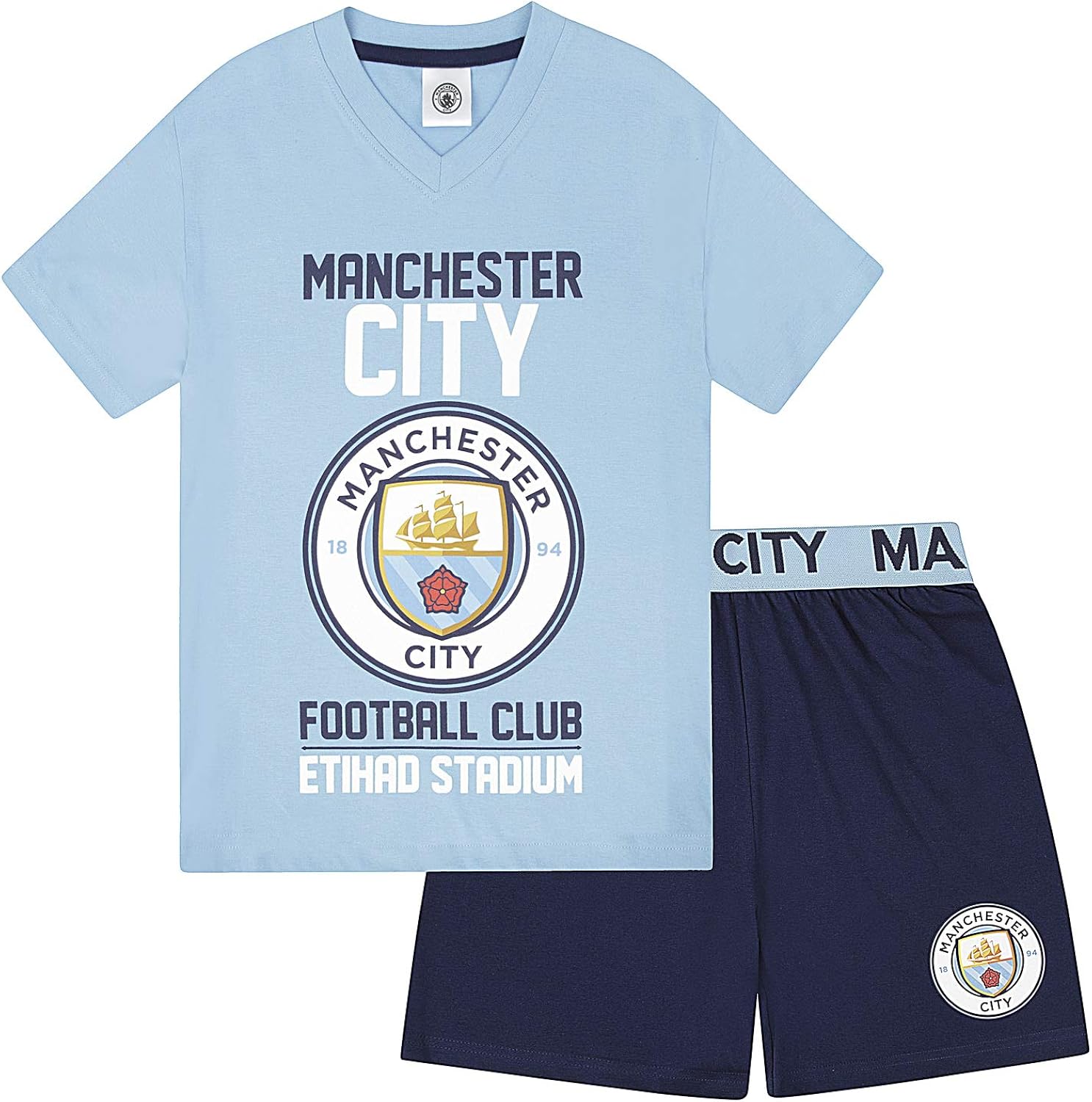 Amazon Com Manchester City Fc Official Soccer Gift Boys Short Pajamas Clothing
