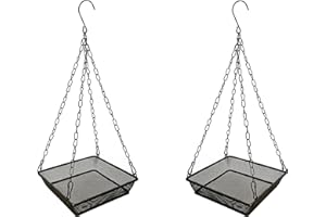 WOWARE 2 Pack Hanging Bird Feeder Tray Platform Metal Mesh Seed Tray for Bird Feeding Outdoor Garden Decoration for Backyard Attracting Wildbirds
