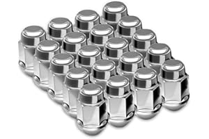 Richeer 20pcs 1.4 inch Chrome 1/2-20 Closed End Bulge Acorn Lug Nuts - 3/4" 19mm Hex Wheel Lug Nut for Bronco Mustang Ranger 