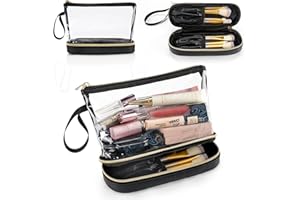 Clear Makeup Bag, Small Makeup Bag for Purse Travel Makeup Bag for Women TSA Approved Cosmetic Bag Waterproof Toiletry Bag (B