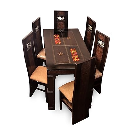 Pharneechar S Affordable Classic 6 Seater Dining Table Set Glass Dinner Table Glass Table Dining Chairs Amazon In Furniture