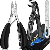 Toenail Clippers for Thick Toenails, Gifts for Him Men, Angled Head Nail Clippers for Seniors with Catcher, Wide Jaw Sharp Blade Heavy Duty Clipper Nail Cutter