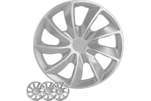 Shirry Group Hubcaps 4-Pack Kit, 17 inch Hub Caps Set of 4 Wheel Covers with Universal Snap-On Retention Rings, 1-Tone ABS Plastic Silver Car Rims for All Models (SG-5084-B-17)