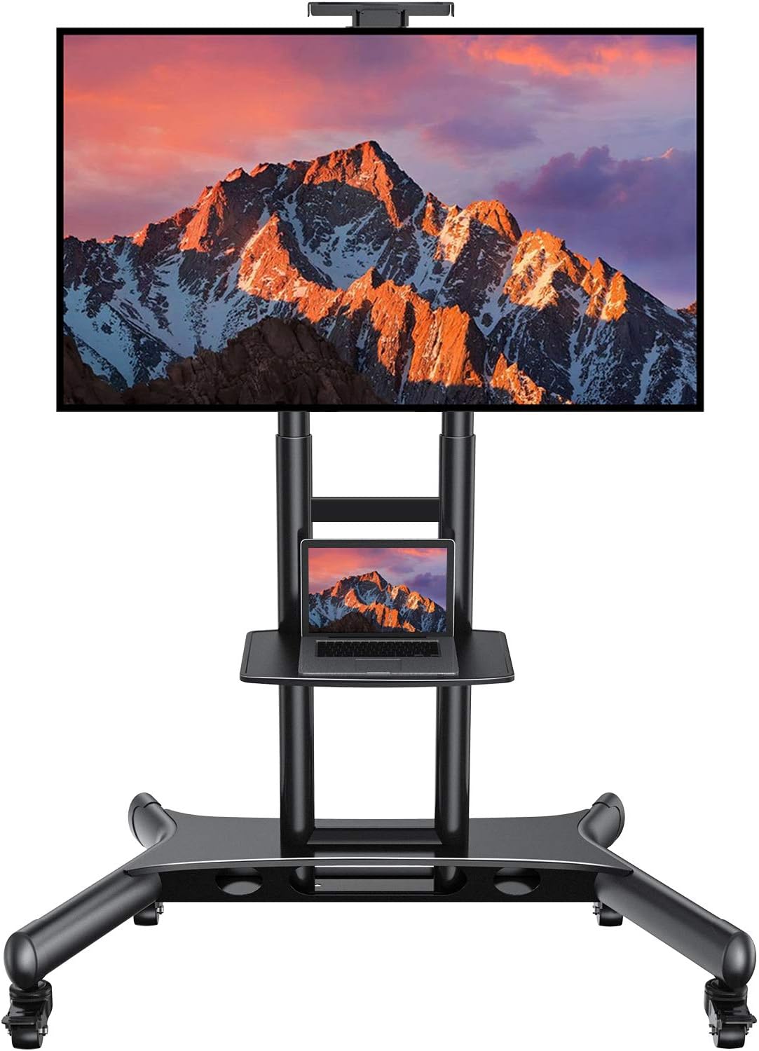 Rolling/Mobile TV Cart with Wheels for 32-70 Inch LCD LED 4K Flat Screen TVs - UL Certificated TV Floor Stand with Shelf Holds Up to 100 lbs, Height Adjustable Trolley Max VESA 600x400mm: Electronics