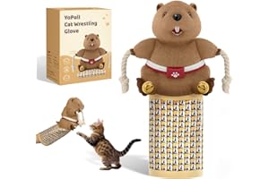 YoPoll Cat Wrestling Glove, Cats Puppet Wrestler with Tough Padding for Safe Interactive Play, Cat Wrestling Toy Puppet with Cats Teaser and Bell for Boredom Busting Training and Exercise