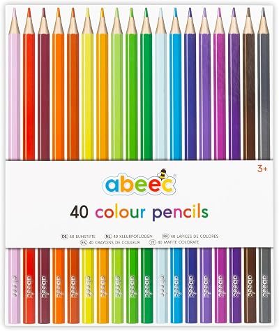 abeec Assorted Colouring Pencils 40 Assorted Artist Pencils Kids Back To School