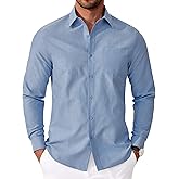 COOFANDY Oxford Shirts for Men Casual Button Down Cotton Shirts Long Sleeve Dress Shirts with Pocket Grayish Blue